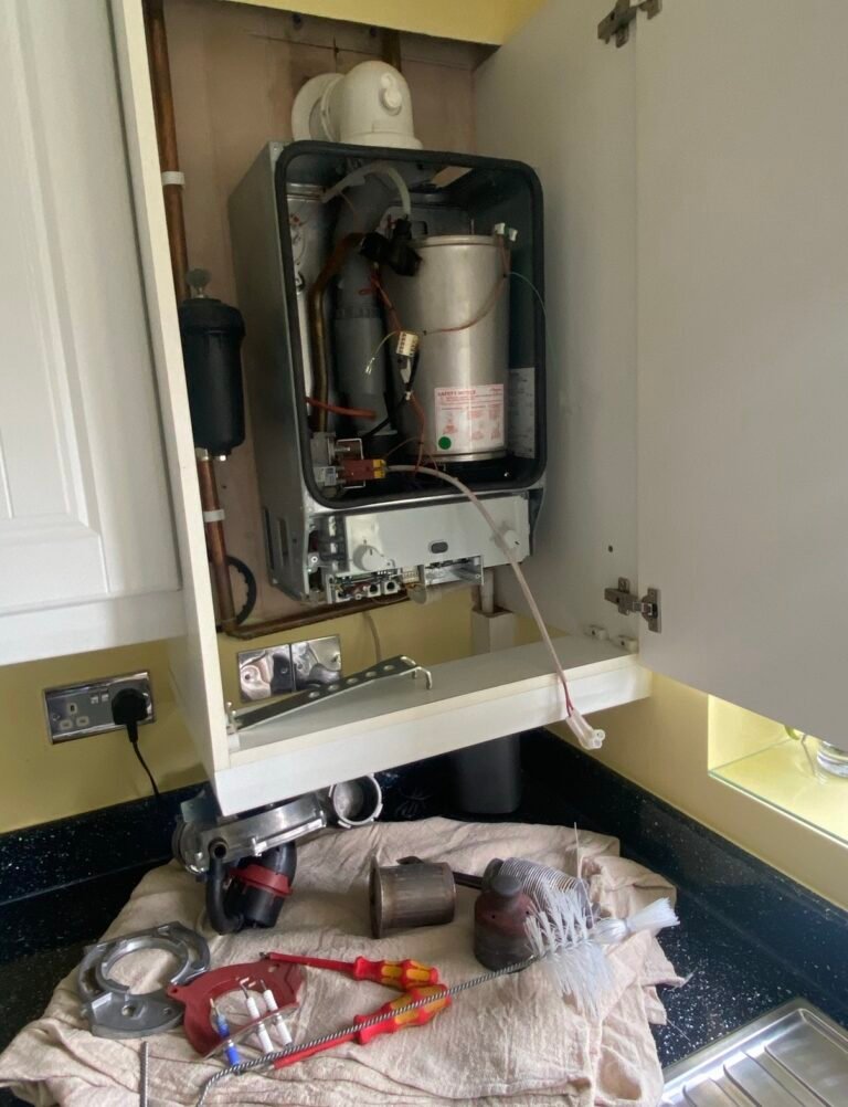 Worcester Bosch 15Ri stripped down for a full service in Aston Clinton